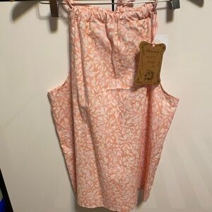 Pink Leaf Print Sleeveless handmade tank blouse